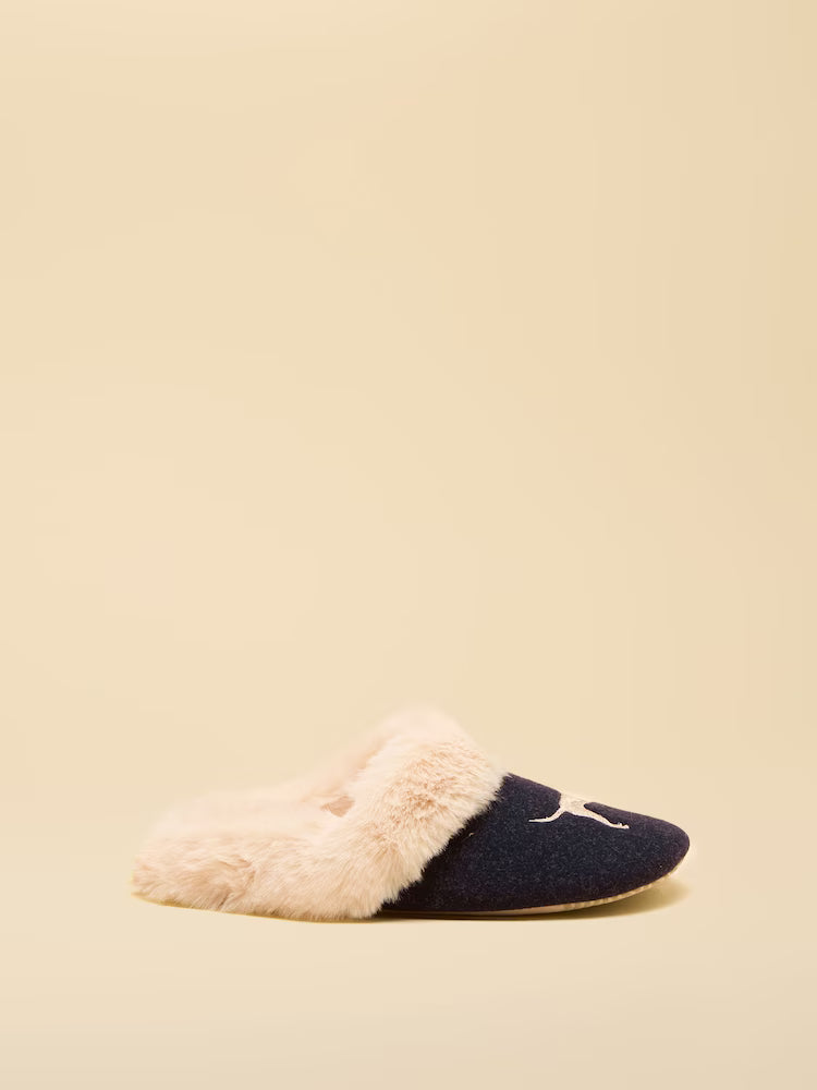 Joules Slippet Luxe Navy Dog Slippers