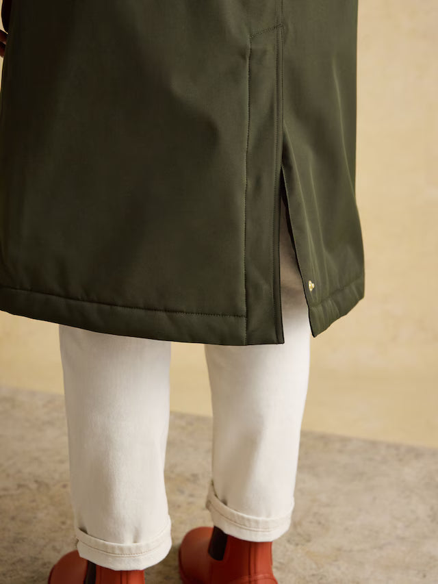 Joules Warmwell Green Waterproof Fleece Lined Raincoat with Hood
