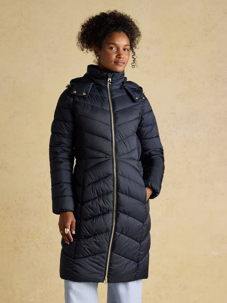 Joules Pembury Navy Showerproof Longline Padded Coat with Hood