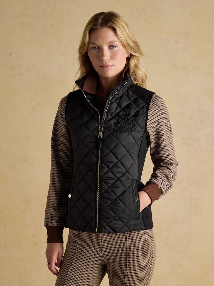 Joules Braemar Luxe Black Showerproof Diamond Quilted Gilet - Clothing Leisure 8