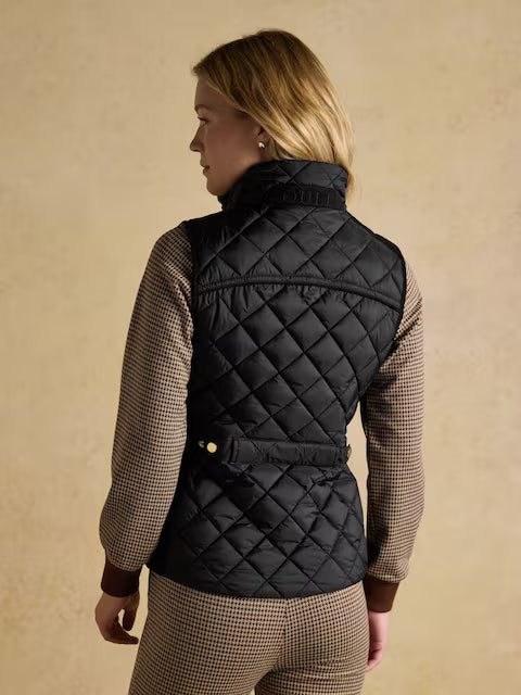 Joules Braemar Luxe Black Showerproof Diamond Quilted Gilet