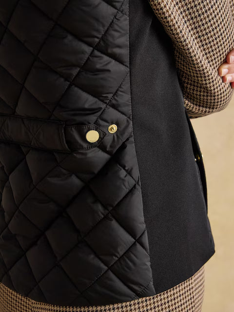 Joules Braemar Luxe Black Showerproof Diamond Quilted Gilet