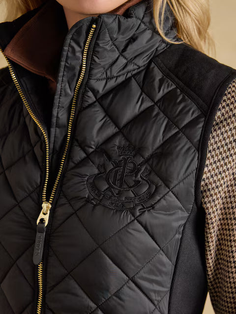 Joules Braemar Luxe Black Showerproof Diamond Quilted Gilet