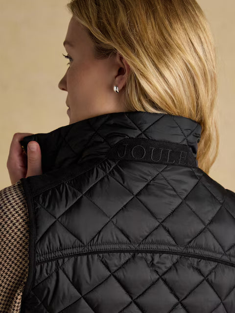 Joules Braemar Luxe Black Showerproof Diamond Quilted Gilet