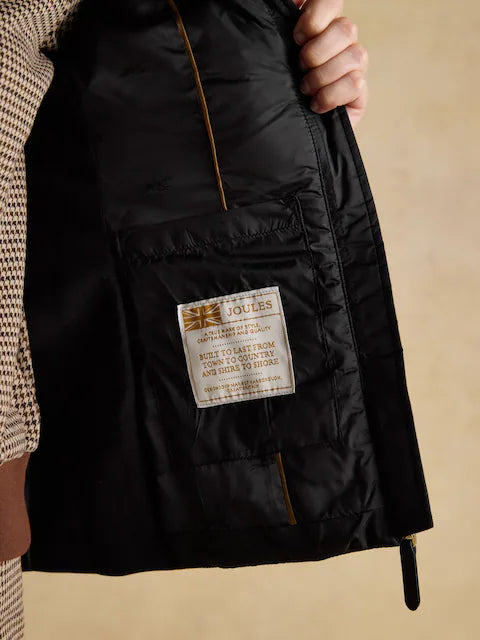 Joules Braemar Luxe Black Showerproof Diamond Quilted Gilet