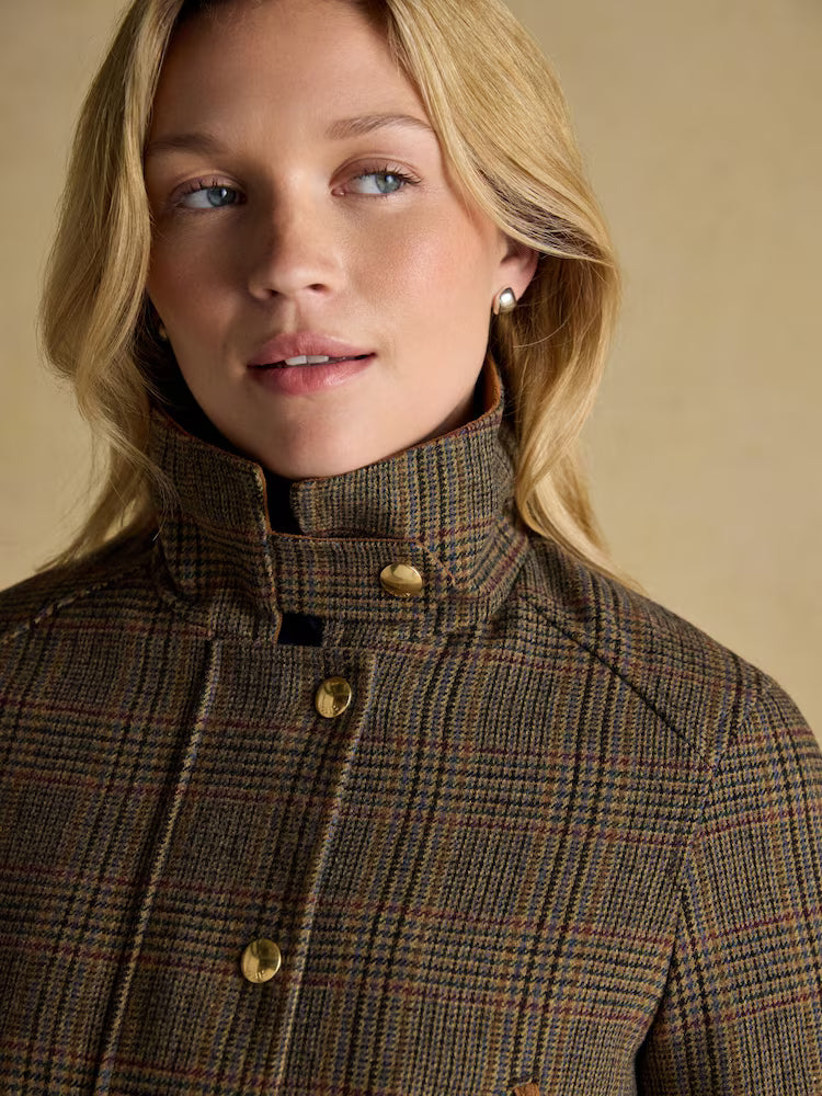 Joules Contemporary Brown Check Tweed Fieldcoat