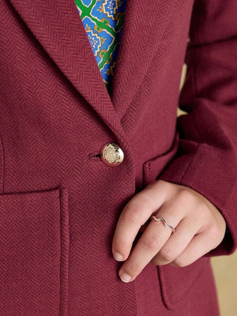 Joules Albury Burgundy Red Cotton Rich Blazer