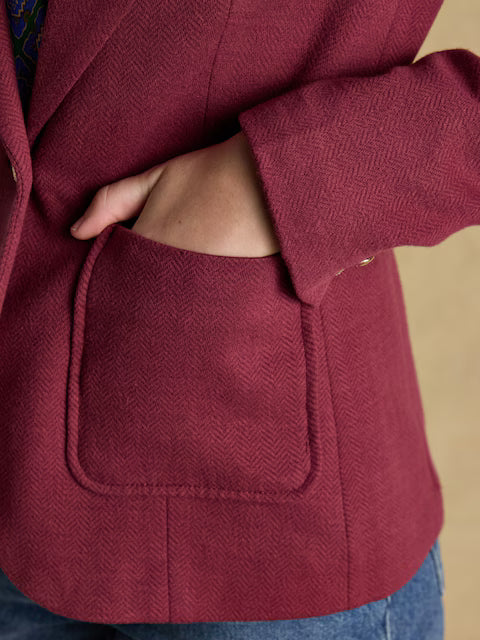 Joules Albury Burgundy Red Cotton Rich Blazer