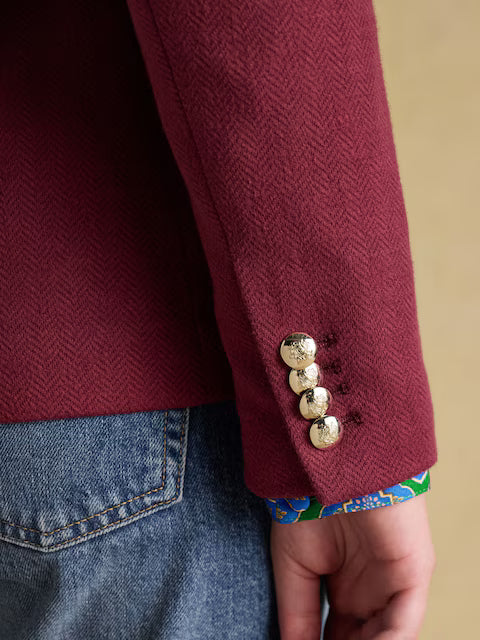 Joules Albury Burgundy Red Cotton Rich Blazer