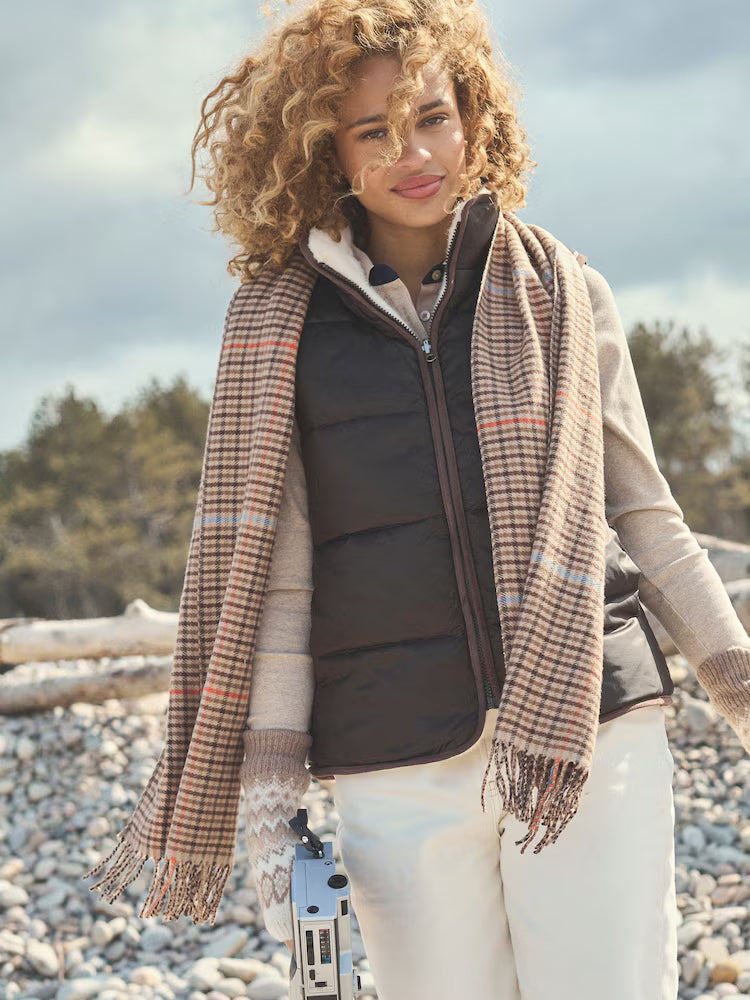 Joules Langtree Brown Check Large Scarf