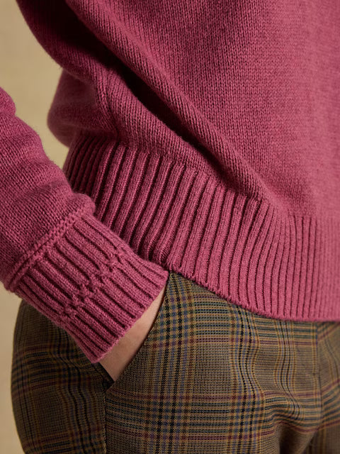 Joules Rutland Pink Intarsia 4x4 Cotton Rich Knitted Jumper