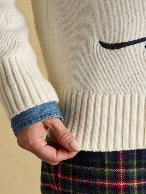 Joules Jonty Skiing Intarsia Cotton-Rich Crew Neck Jumper