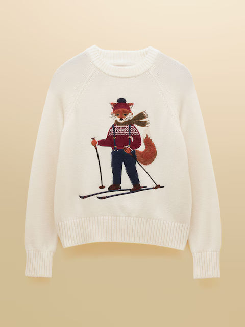 Joules Jonty Skiing Intarsia Cotton-Rich Crew Neck Jumper