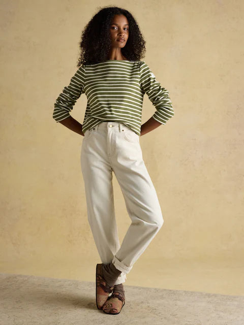 JOULES Harbour Green Breton Top: Striped Boat Neck Shirt for Women's Fashion | Equiflair Saddlery