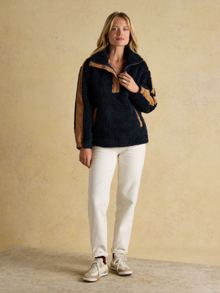 Joules Tilly Navy Quarter Zip Borg Fleece