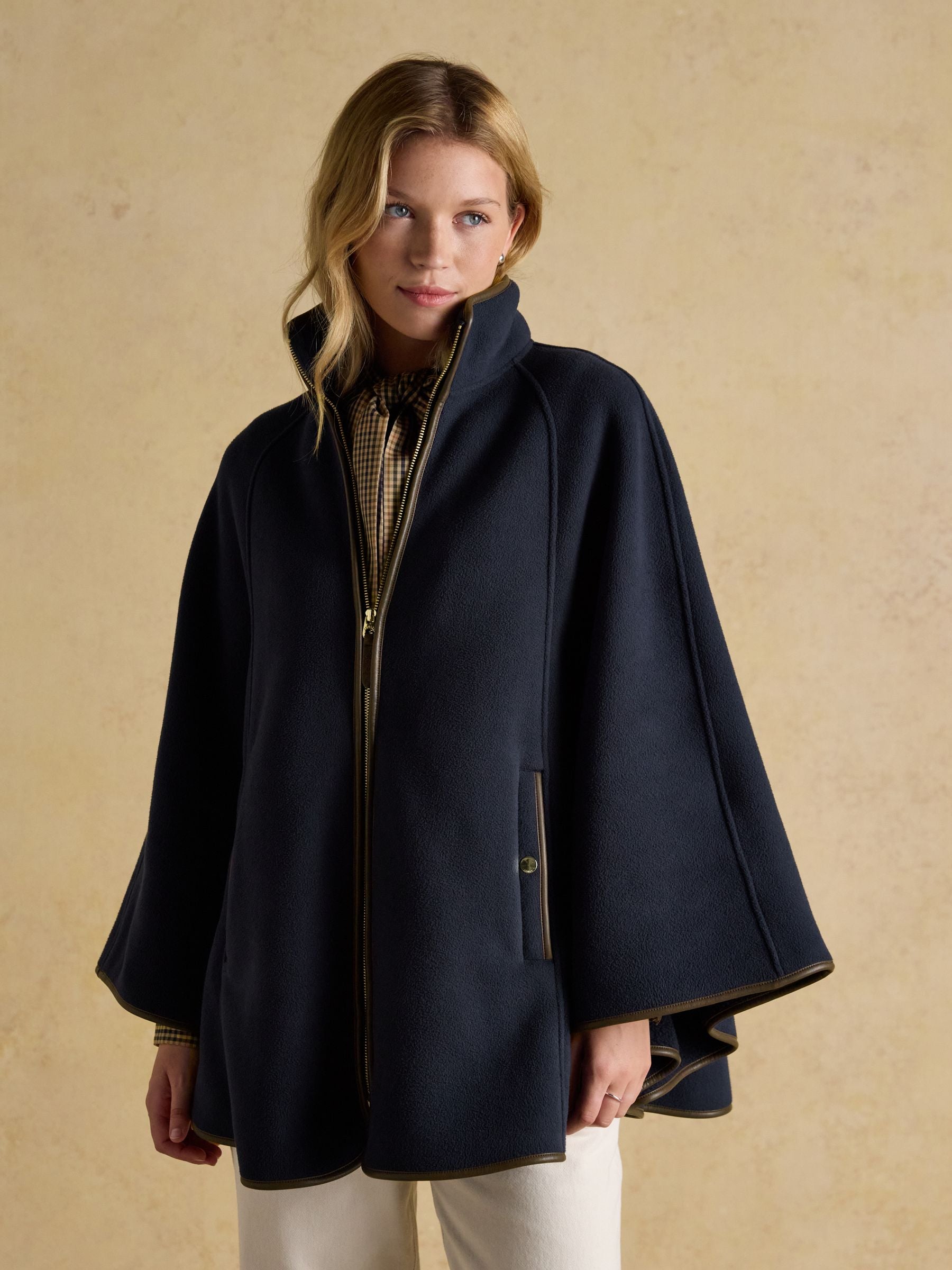 Joules Heritage Longline Polar Fleece Cape Navy