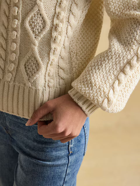 Joules Rafferty Cream Cable Knit Cardigan