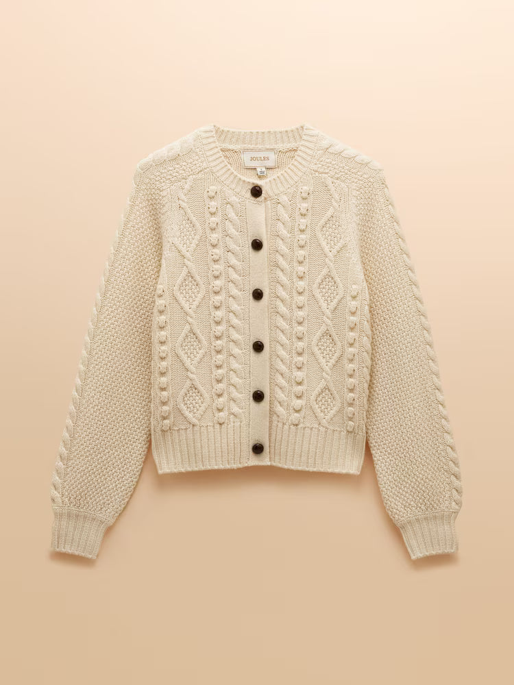 Joules Rafferty Cream Cable Knit Cardigan