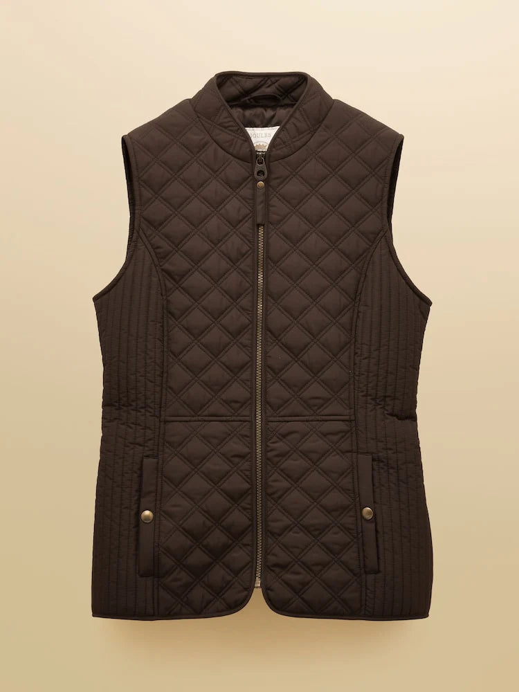 Joules Brown Minx Showerproof Diamond Quilted Gilet