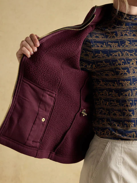Joules Heritage Red Fleece Gilet: Women's sleeveless vest with a cozy fleece lining and classic styling.