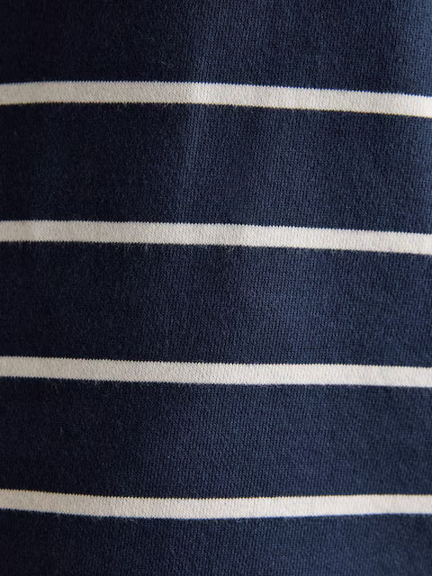 Joules Bronte Navy Stripe Funnel Neck Quarter Zip Cotton Sweatshirt