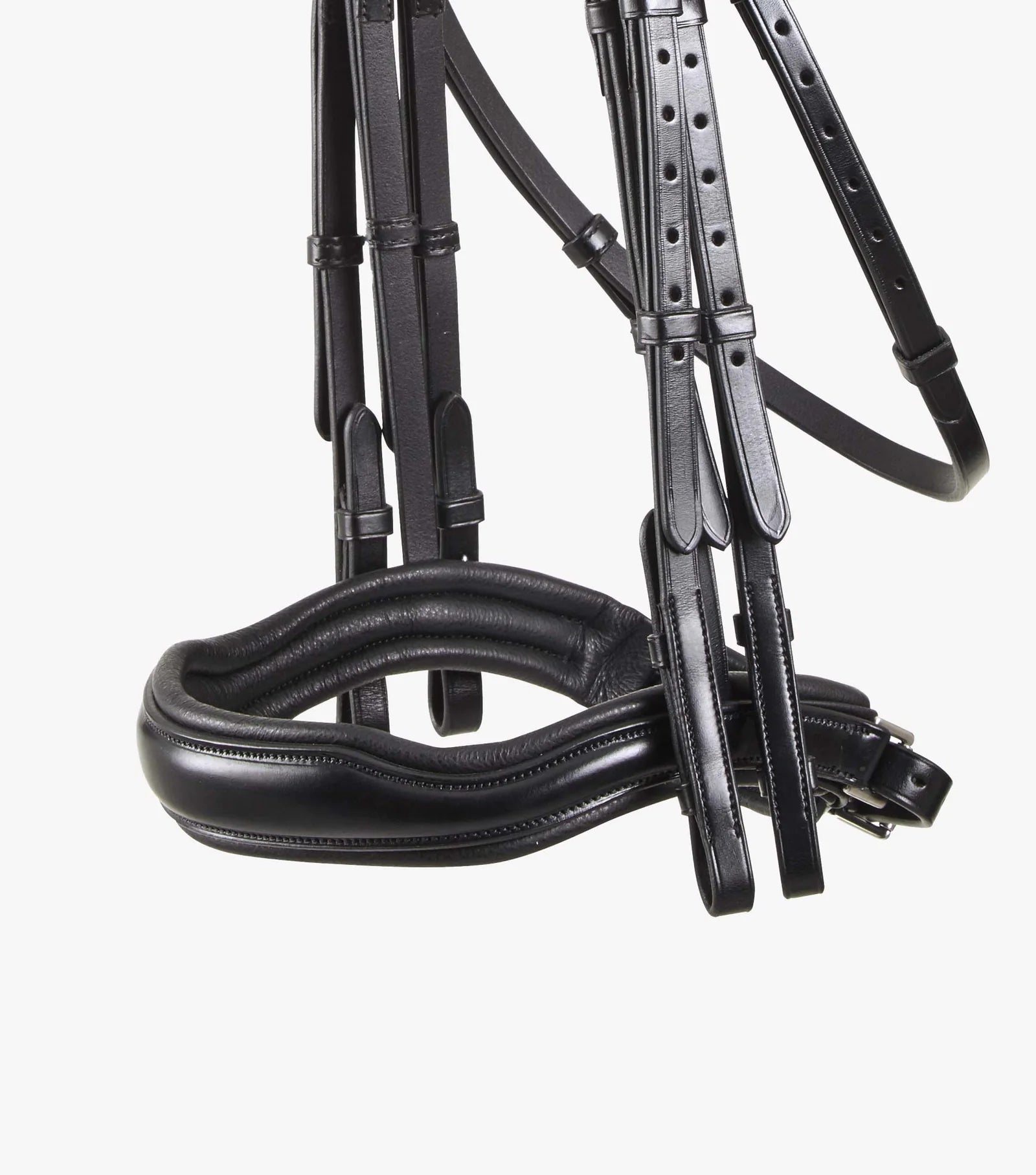 Black Leather Double Bridle | Premier Equine Anatomical Horse Tack with Diamante Browband for Dressage | Equiflair