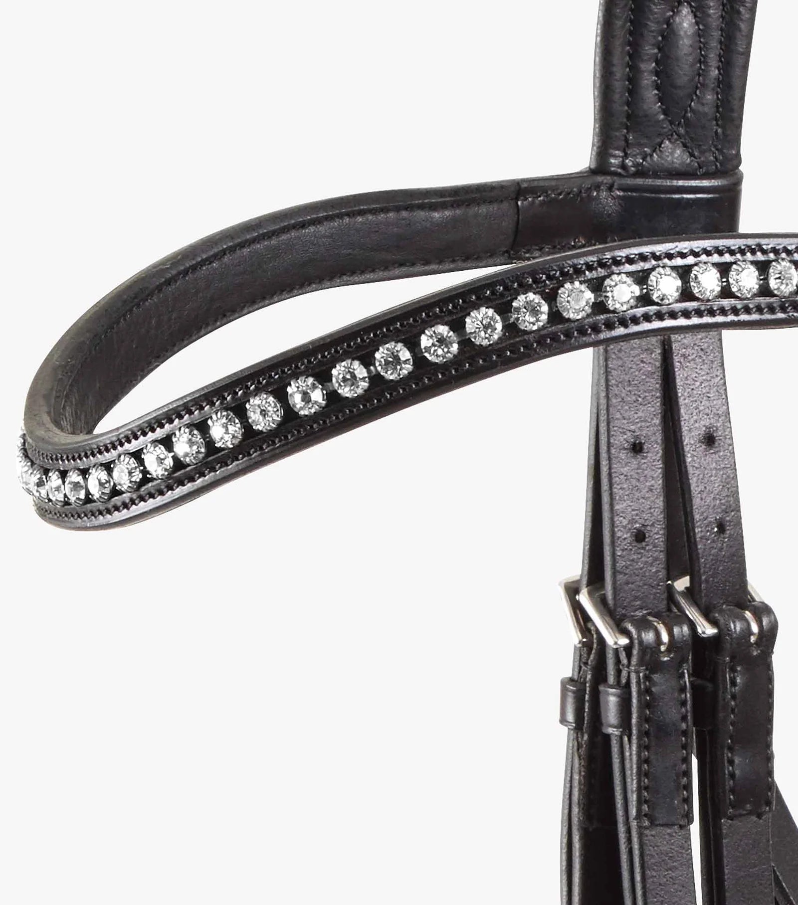 PREMIER EQUINE Black Anatomical Double Bridle: Italian Leather, Diamante Browband