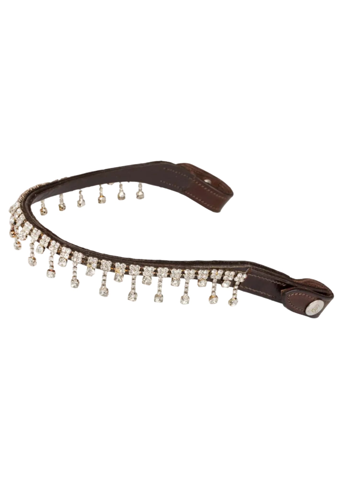 Acavallo Queen Browband Calfskin & Crystals Dark Brown