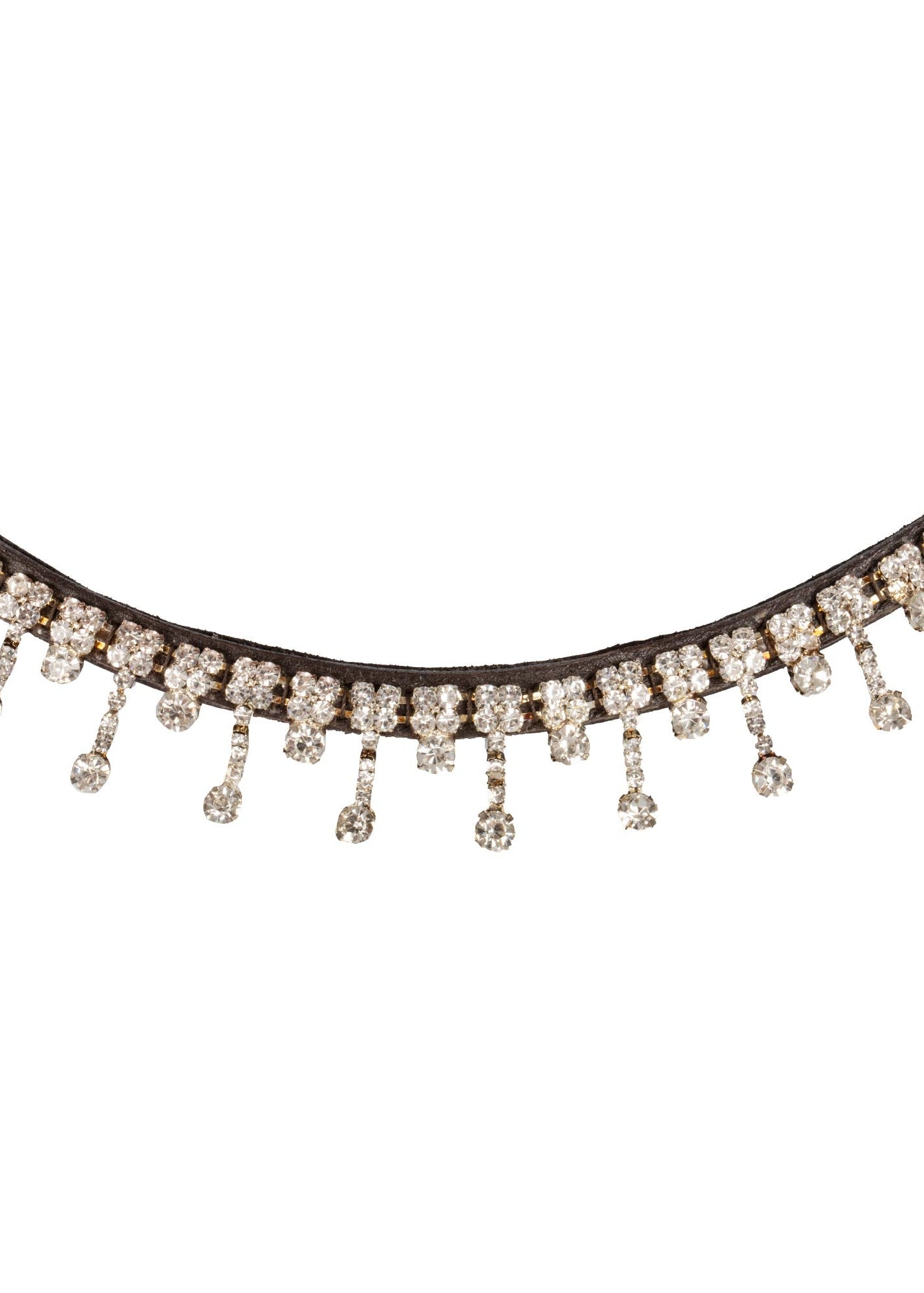 Acavallo Queen Browband Calfskin & Crystals Dark Brown