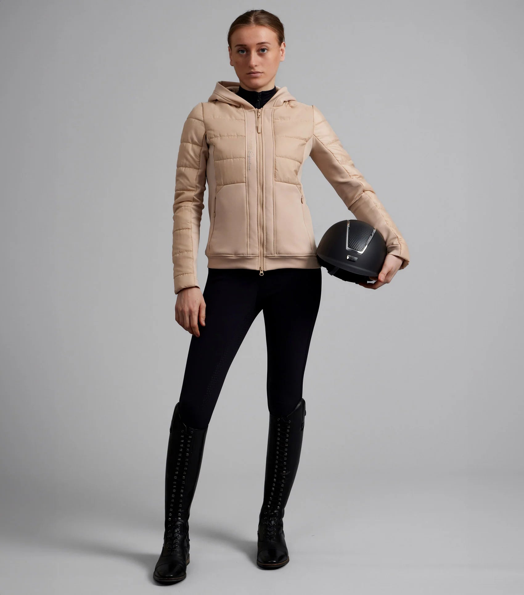 PREMIER EQUINE Agata Champagne Riding Jacket for Ladies with Hood | Equestrian Apparel