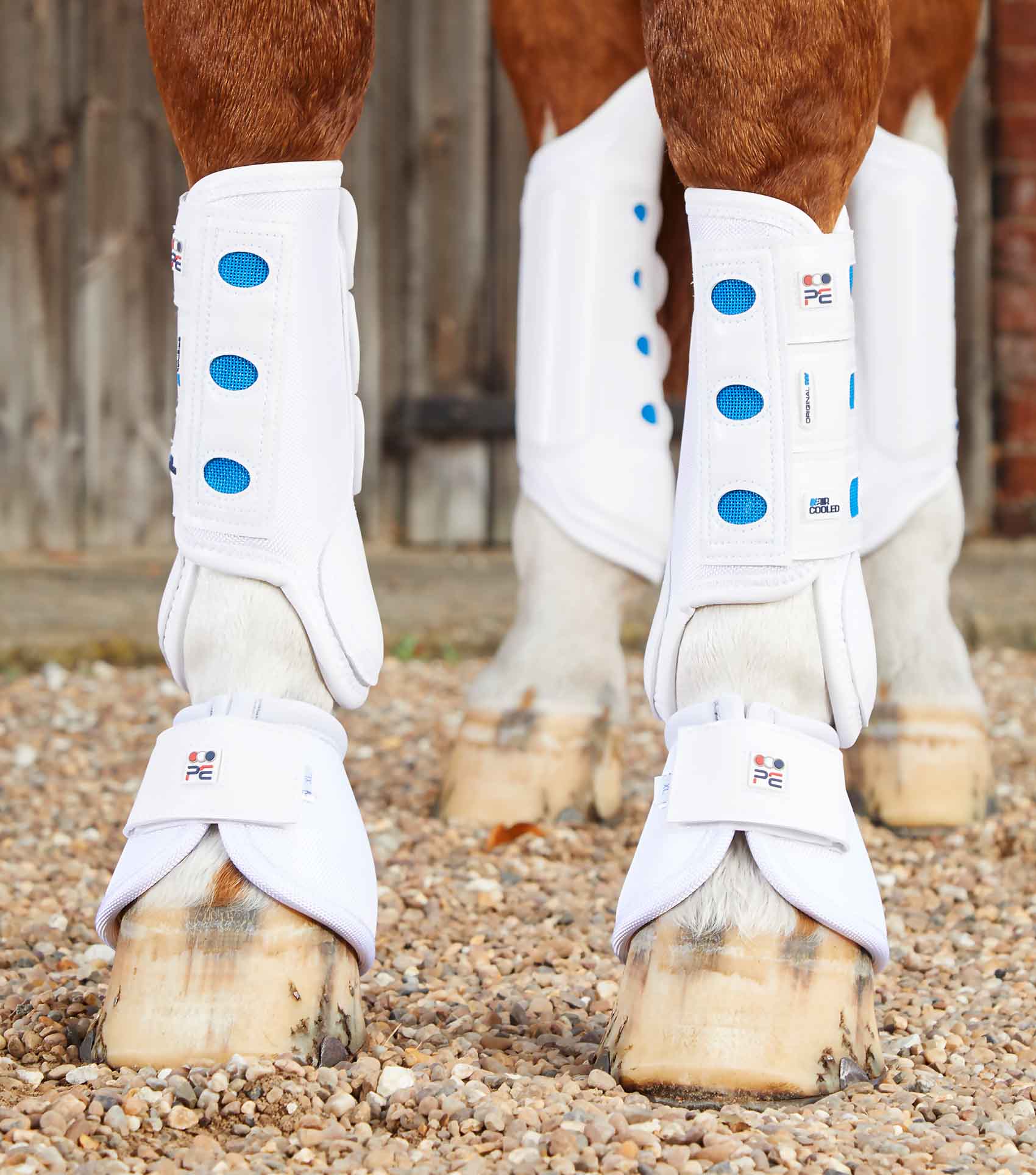 Premier Equine Air Cooled Original Eventing Boots White - Horse Riding Protection at Equiflair