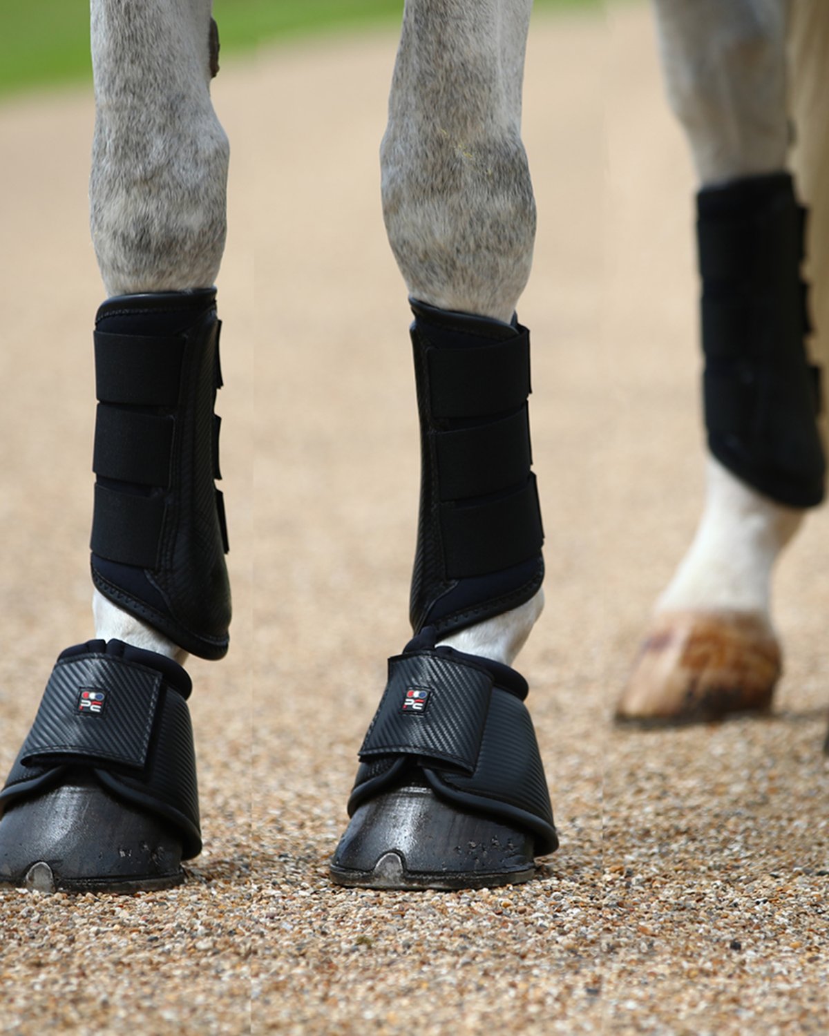 PREMIER EQUINE CARBON AIR-TECH Brushing Boots - Black Horse Leg Protection - Breathable Equestrian Boots