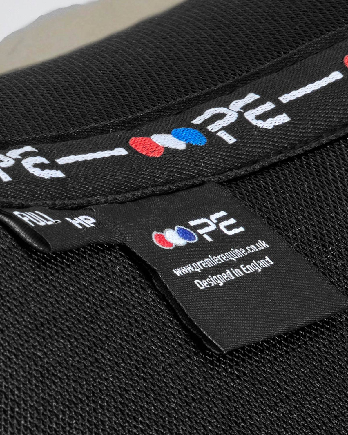 Premier Equine Airtechnology Shockproof Wool Saddle Pad Tag - Brand Logo, Website, Designed in England