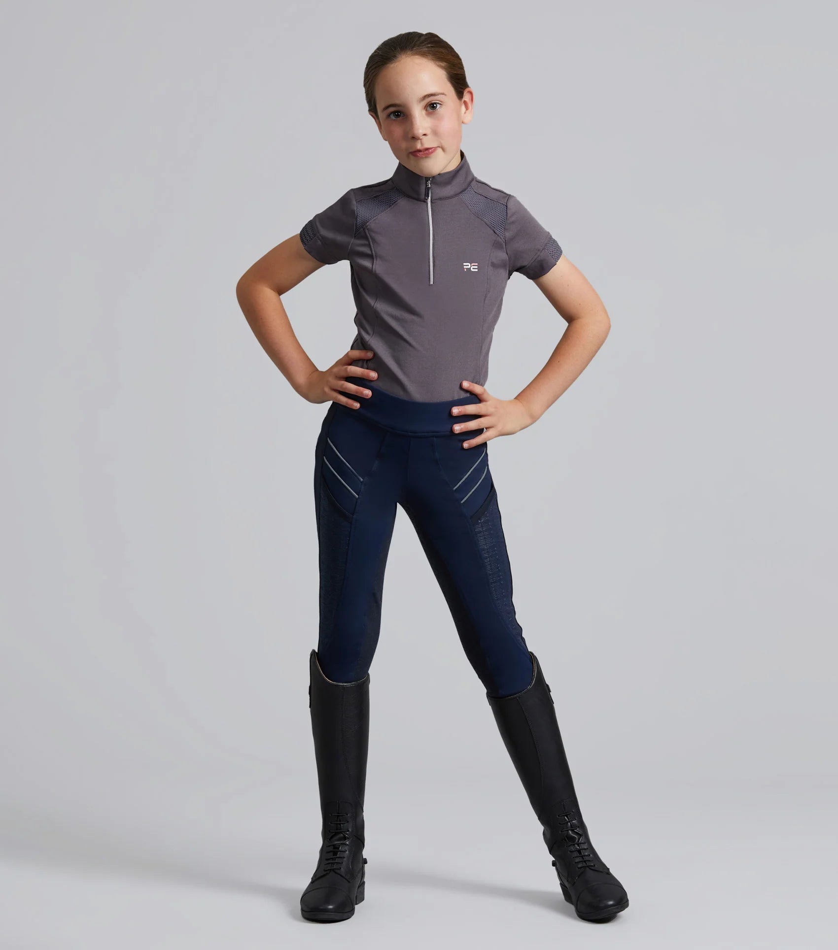 Premier Equine Girls Riding Tights - Navy Full Seat Gel Equestrian Apparel. Shop Now!