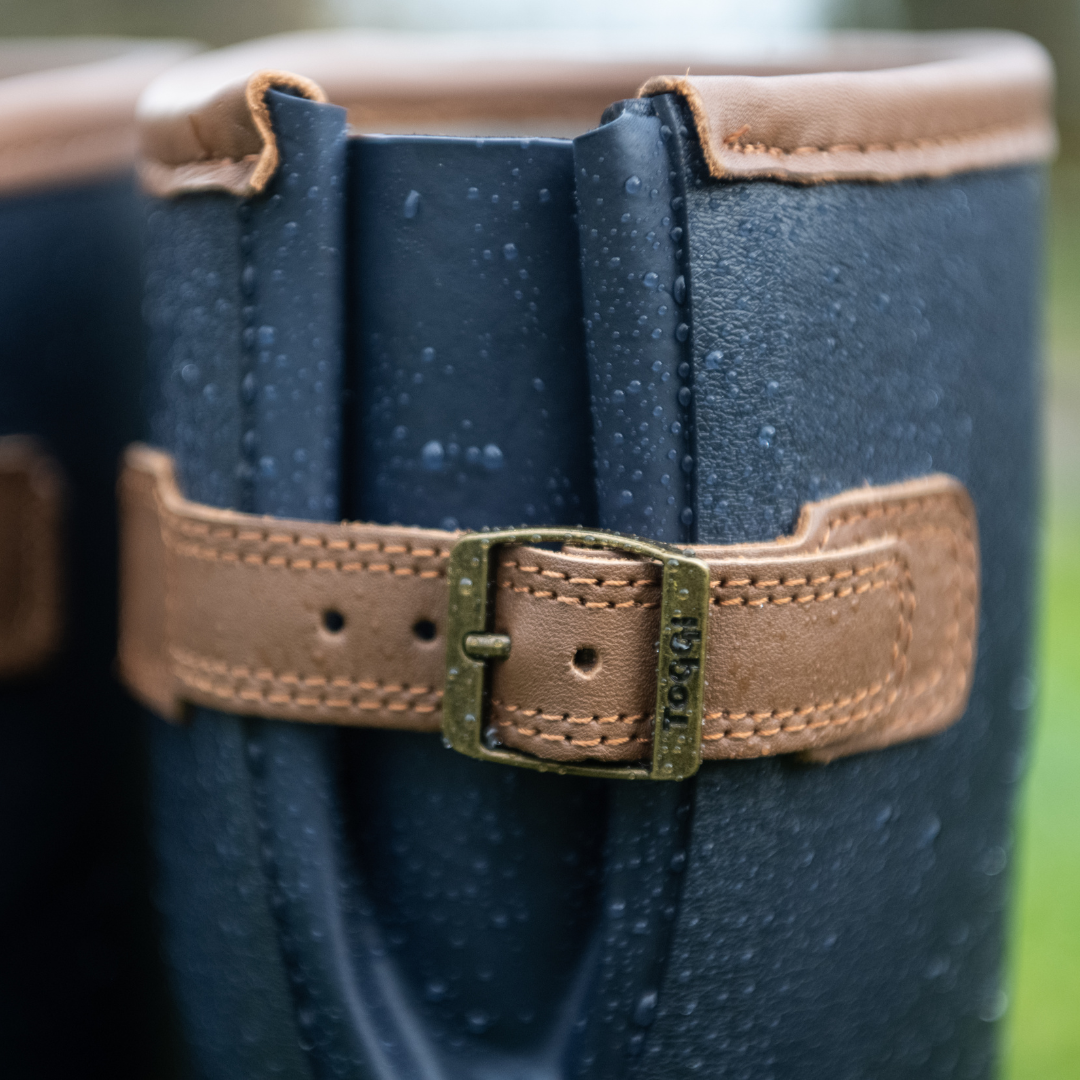TOGGI BARNSDALE Wellington Boots: Waterproof, Leather Strap, Thermal Lined Wellies, Unisex. Equiflair.