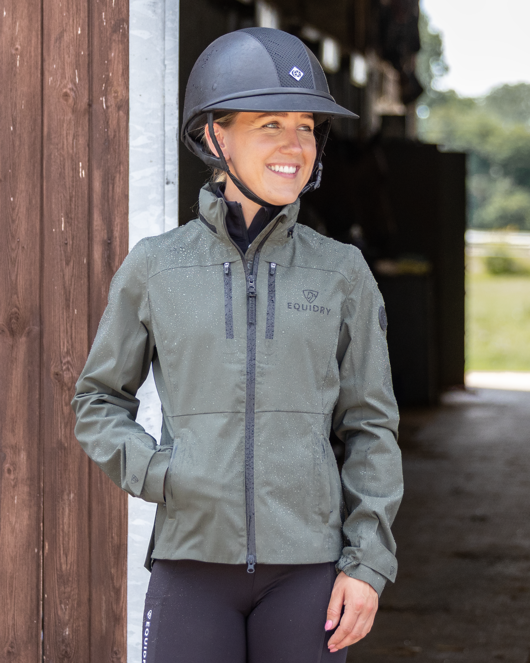EQUIDRY Varsha Waterproof Riding Jacket Women's Black Forest Green