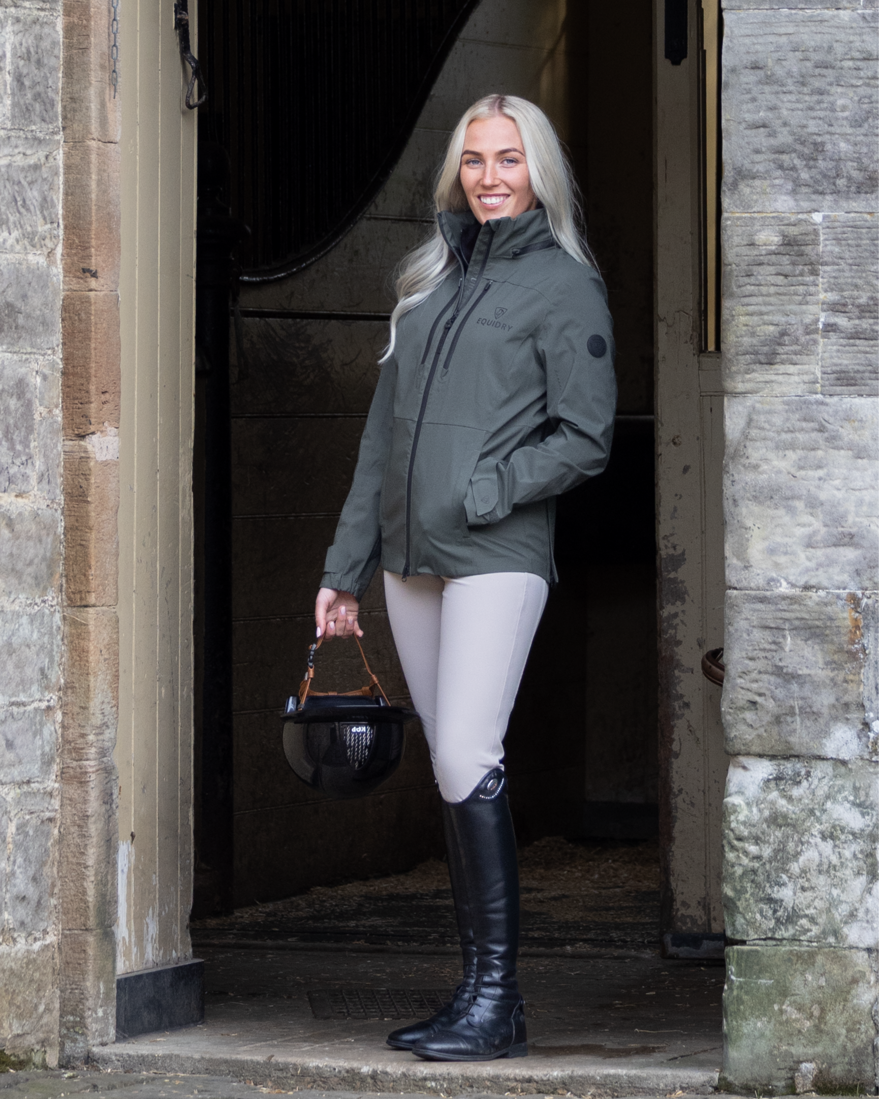 EQUIDRY Varsha Waterproof Riding Jacket Women's Black Forest Green