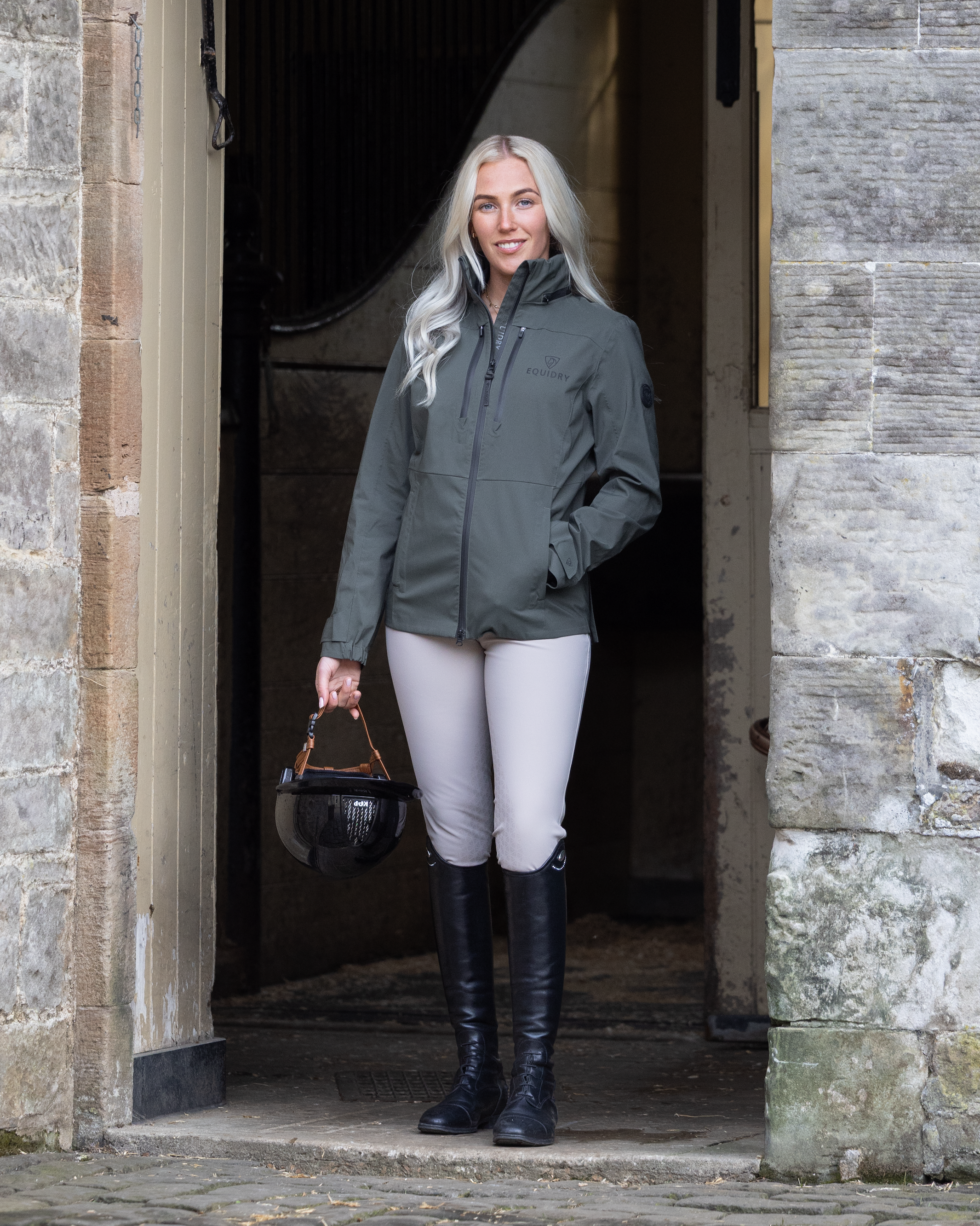 EQUIDRY Varsha Waterproof Riding Jacket Women's Black Forest Green