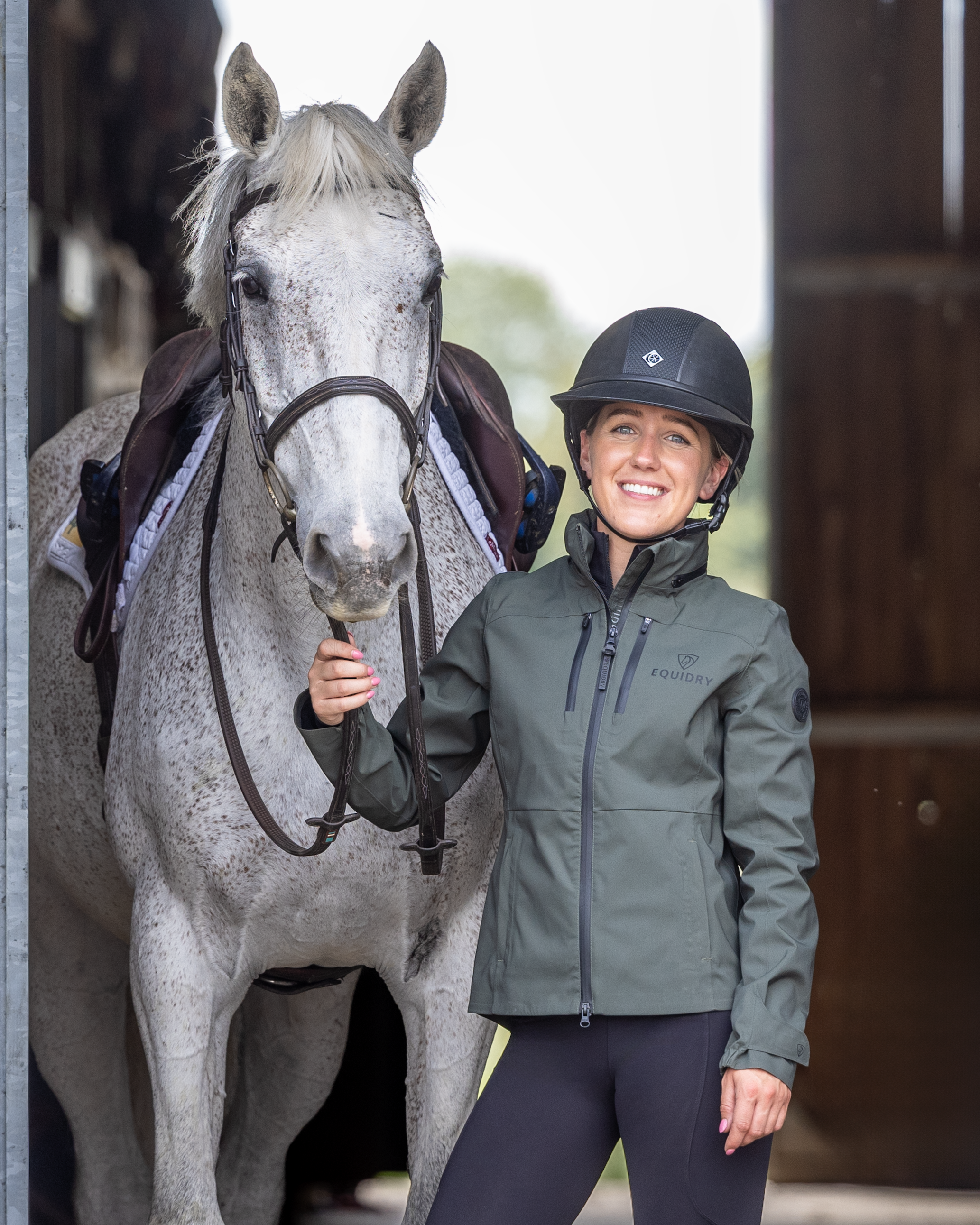EQUIDRY Varsha Waterproof Riding Jacket Women's Black Forest Green