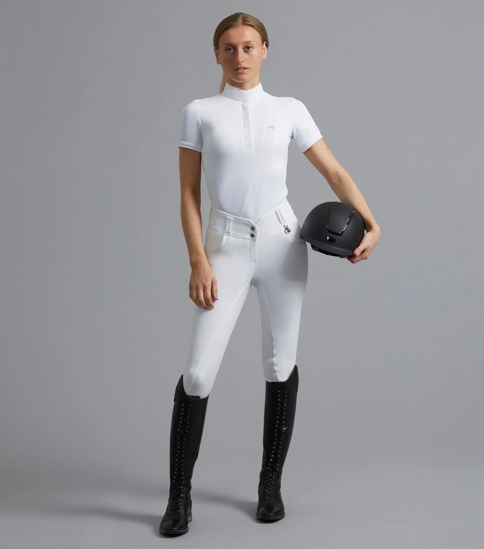 Premier Equine Bellisa Ladies White Show Shirt - Equestrian Competition Apparel