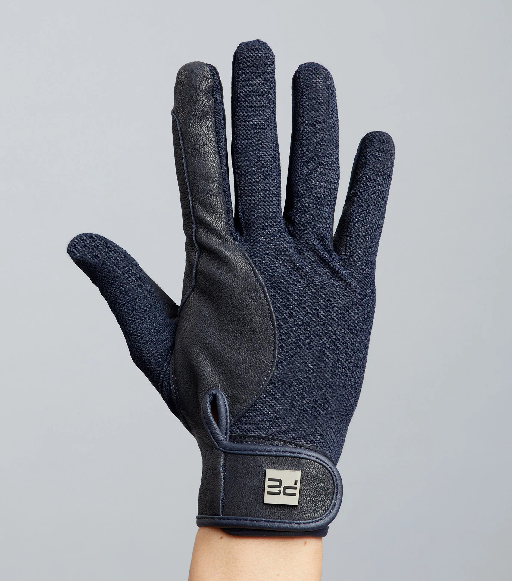 PREMIER EQUINE BORDONI NAVY LEATHER MESH Riding Gloves: Equestrian Glove for Grip and Comfort