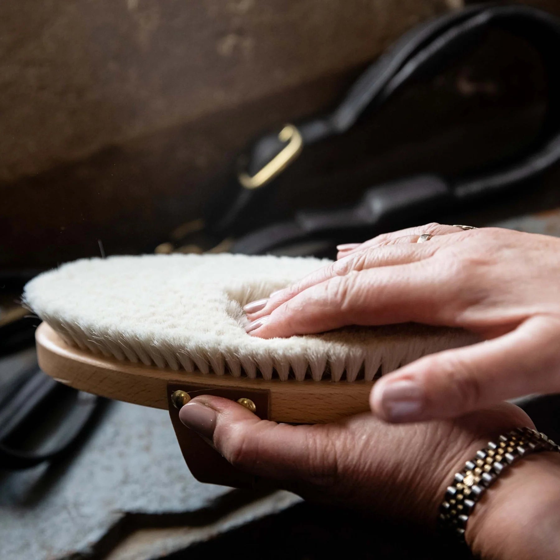Borstiq goat hair brush for horse grooming - Soft finishing brush for ultimate equine care