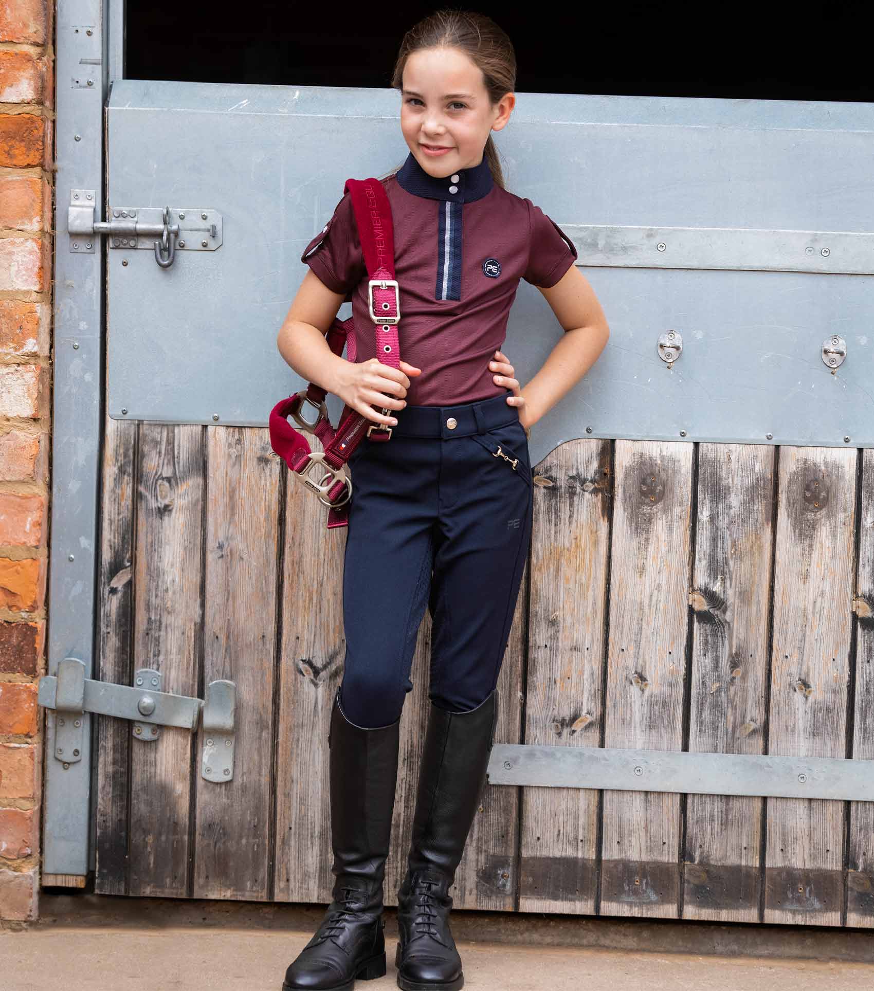 PREMIER EQUINE Brava Girls Navy Riding Breeches - Equestrian Apparel