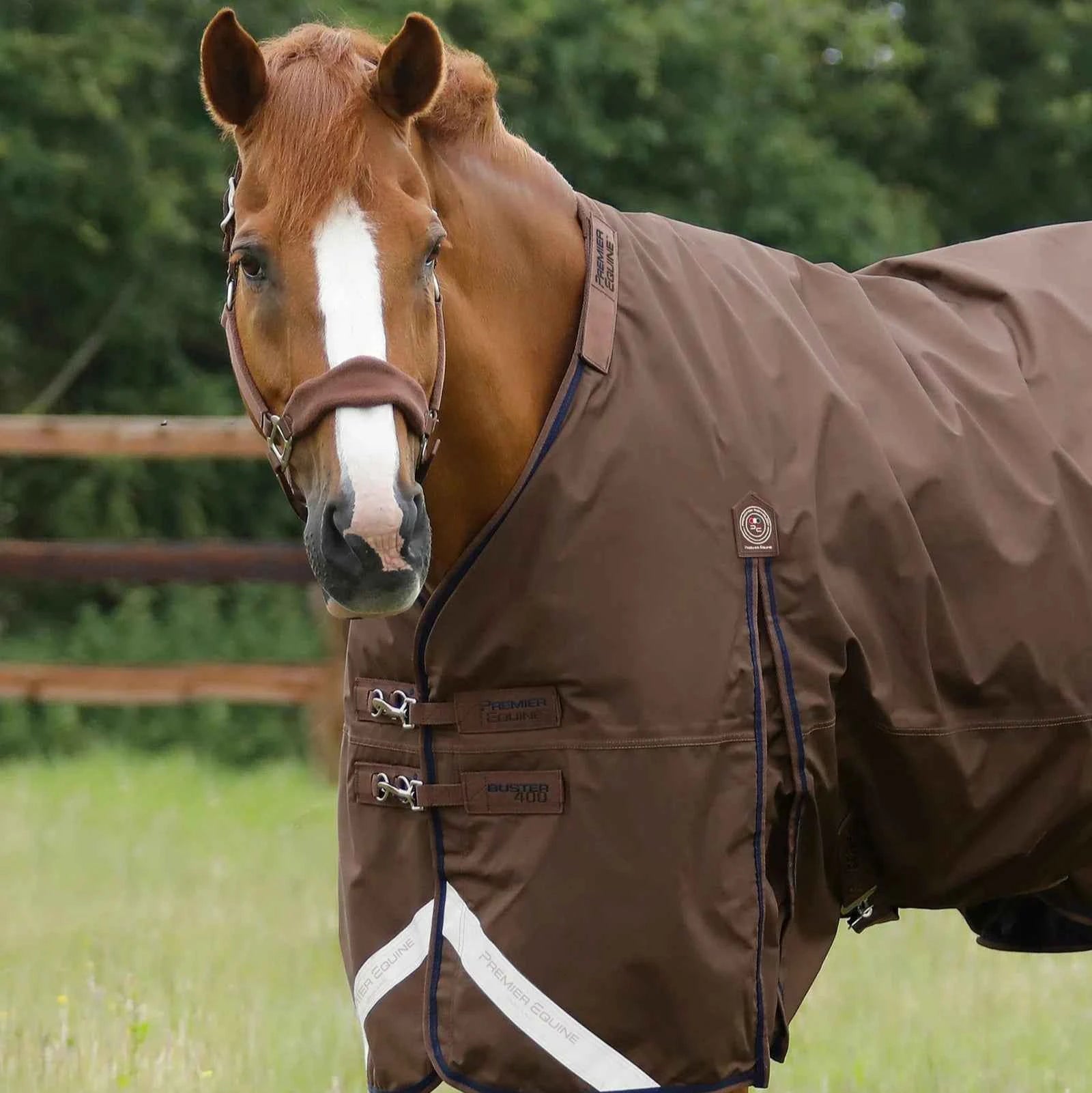 Premier Equine Buster 400g Turnout Rug with Snug-Fit Neck Cover Brown