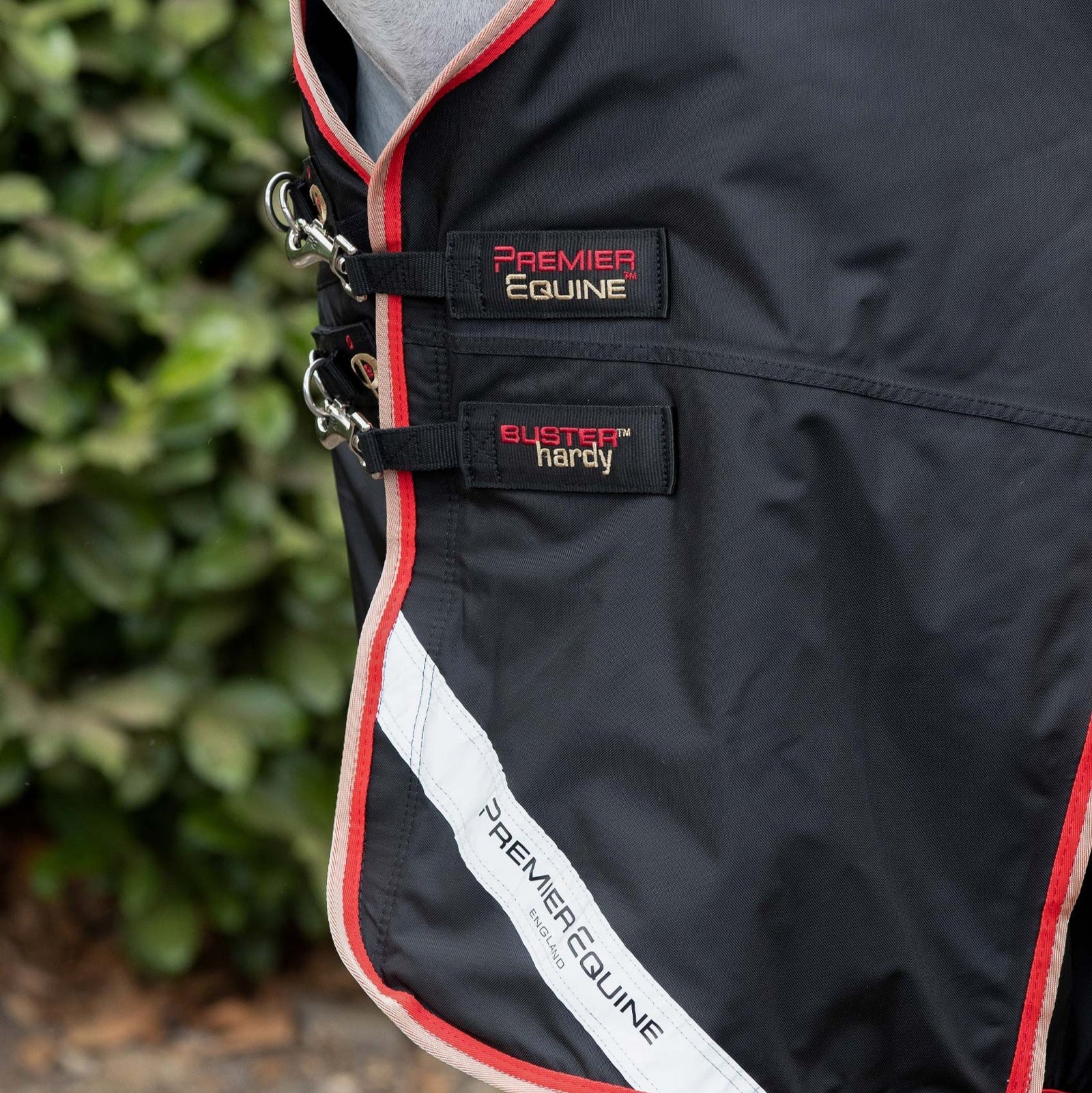 Premier Equine Buster Hardy 100g Half Neck Turnout Rug - Black Horse Rug