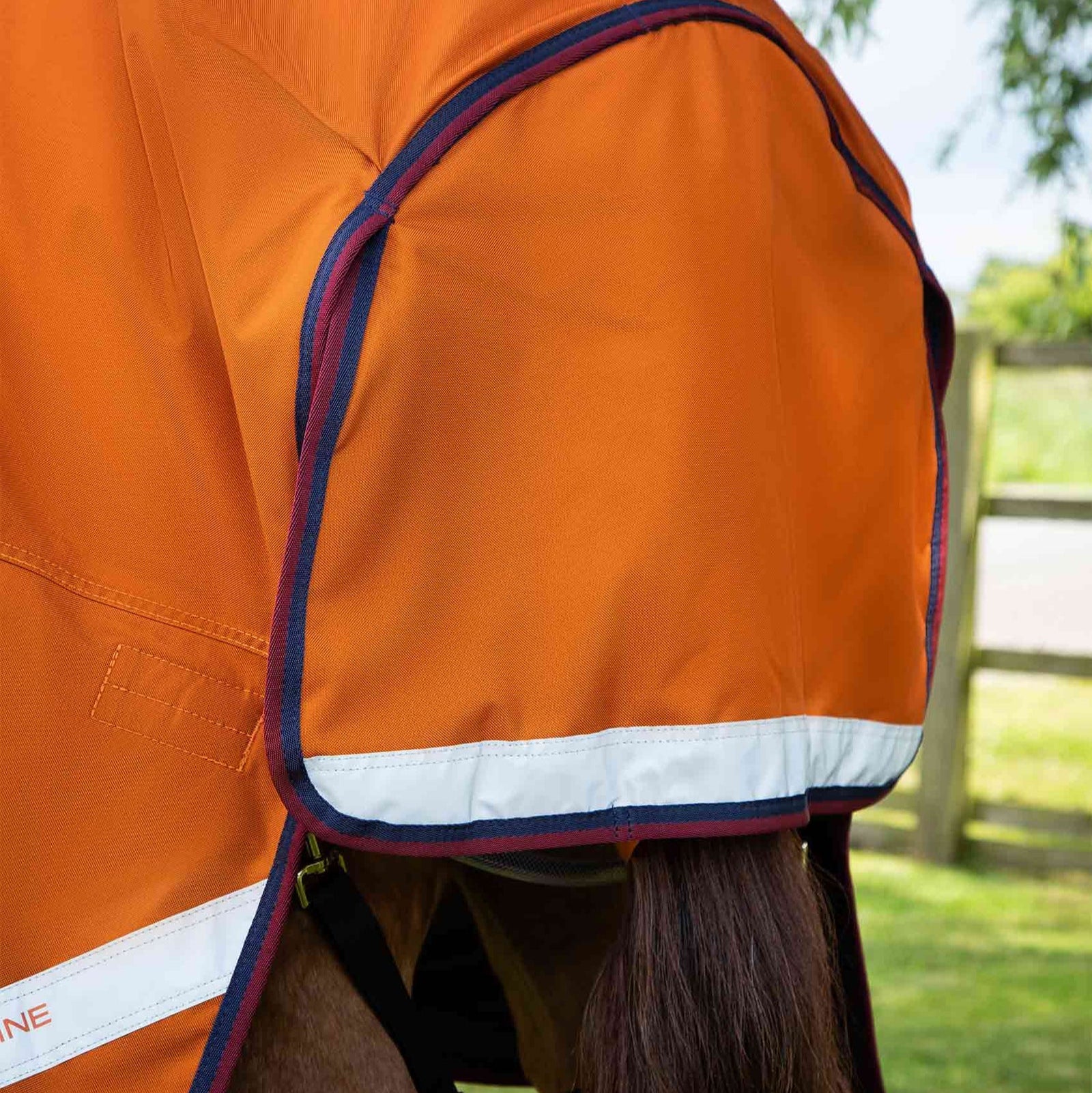 Burnt Orange Horse Turnout Rug | Premier Equine Buster Hardy 200g Half Neck Waterproof Rug