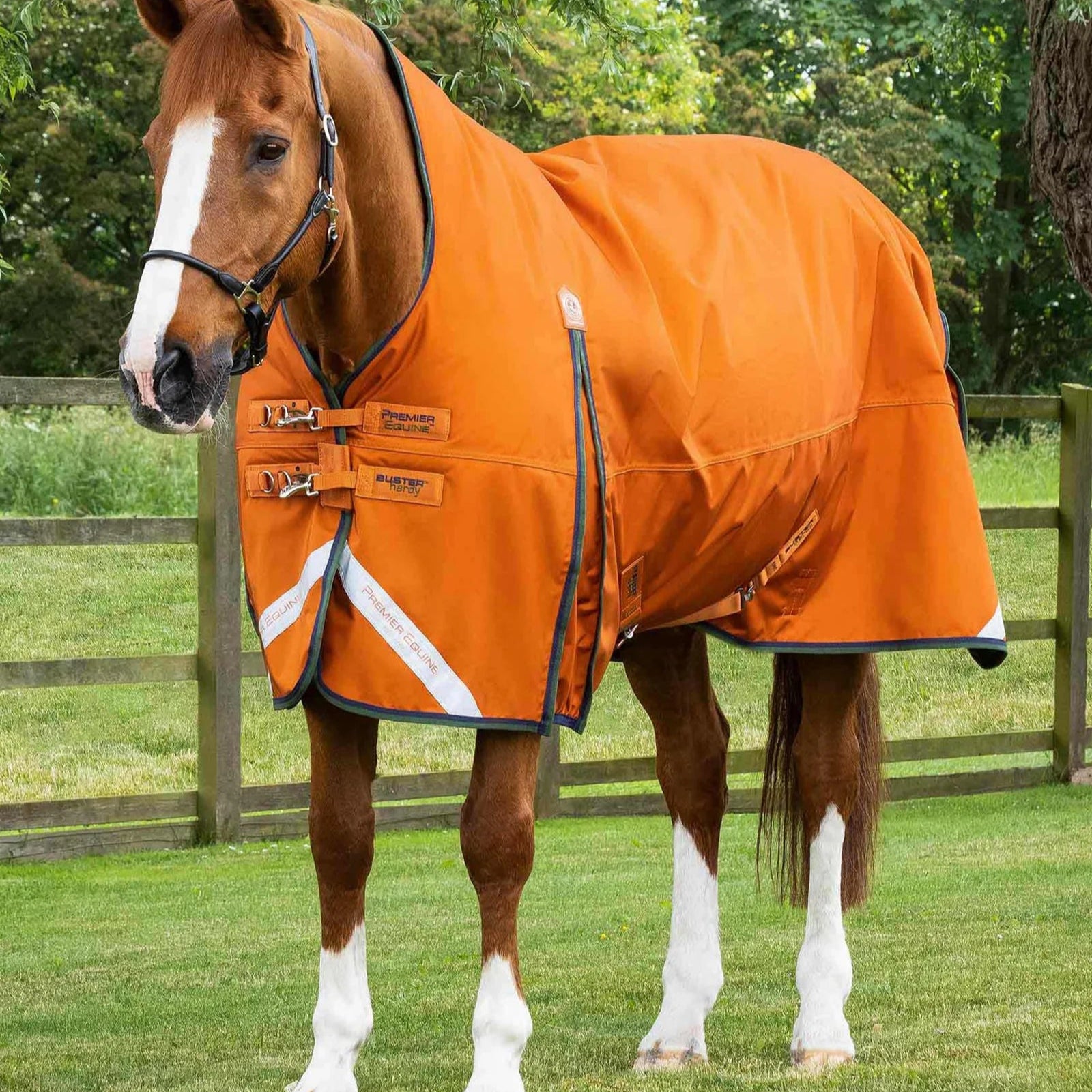 Premier Equine Buster Hardy 400g Half Neck Turnout Rug Burnt Orange