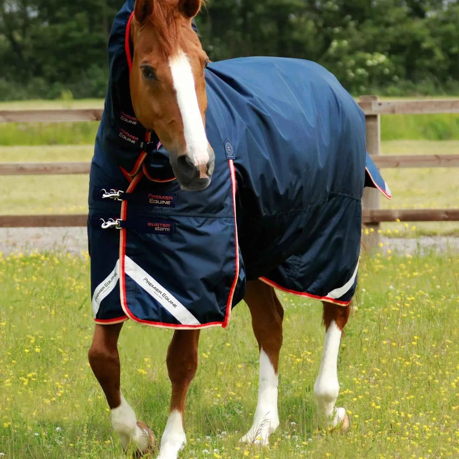 Premier Equine Buster Storm 200g Combo Turnout Rug with Snug-Fit Neck Navy