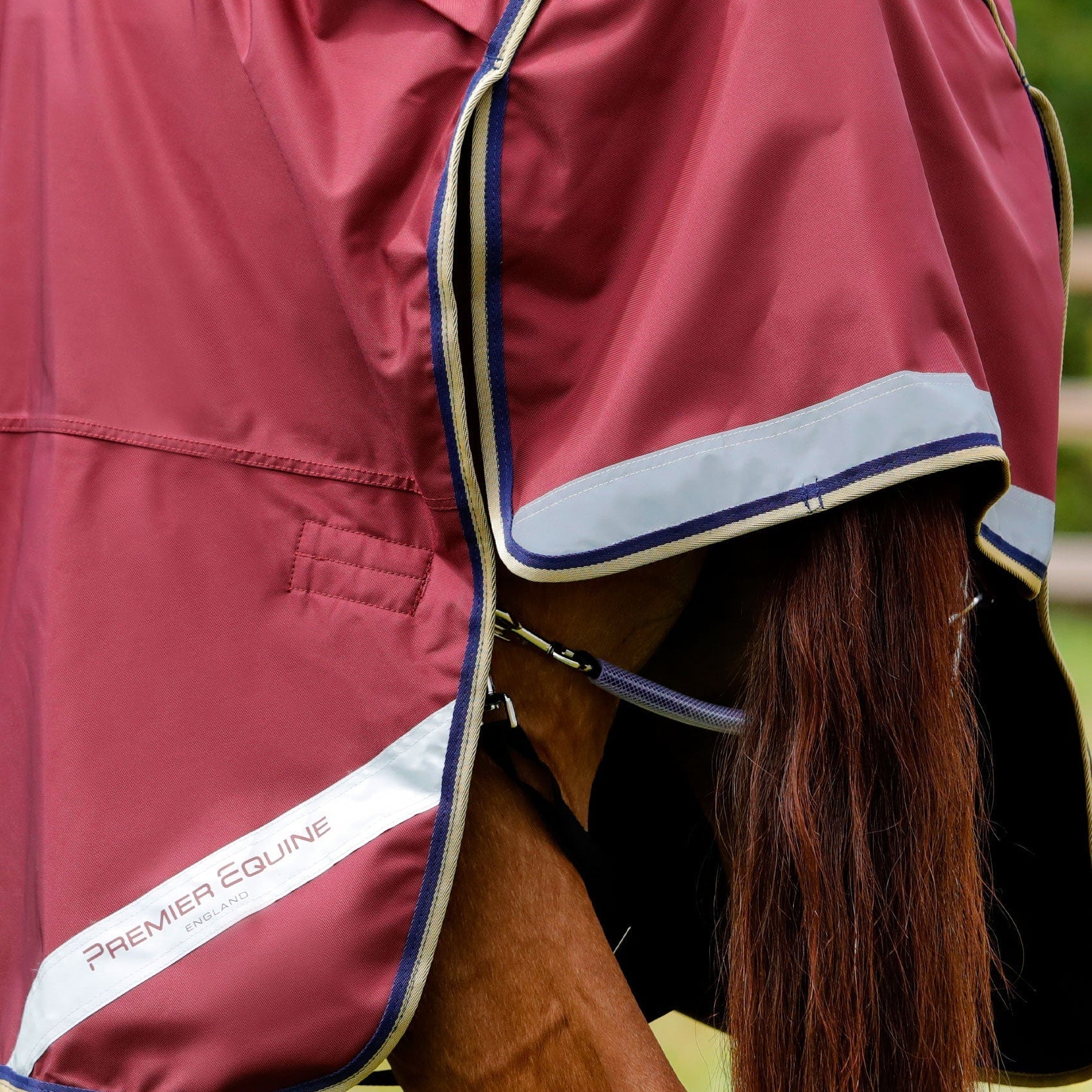 Premier Equine Buster Zero Turnout Rug with Classic Neck Cover Burgundy