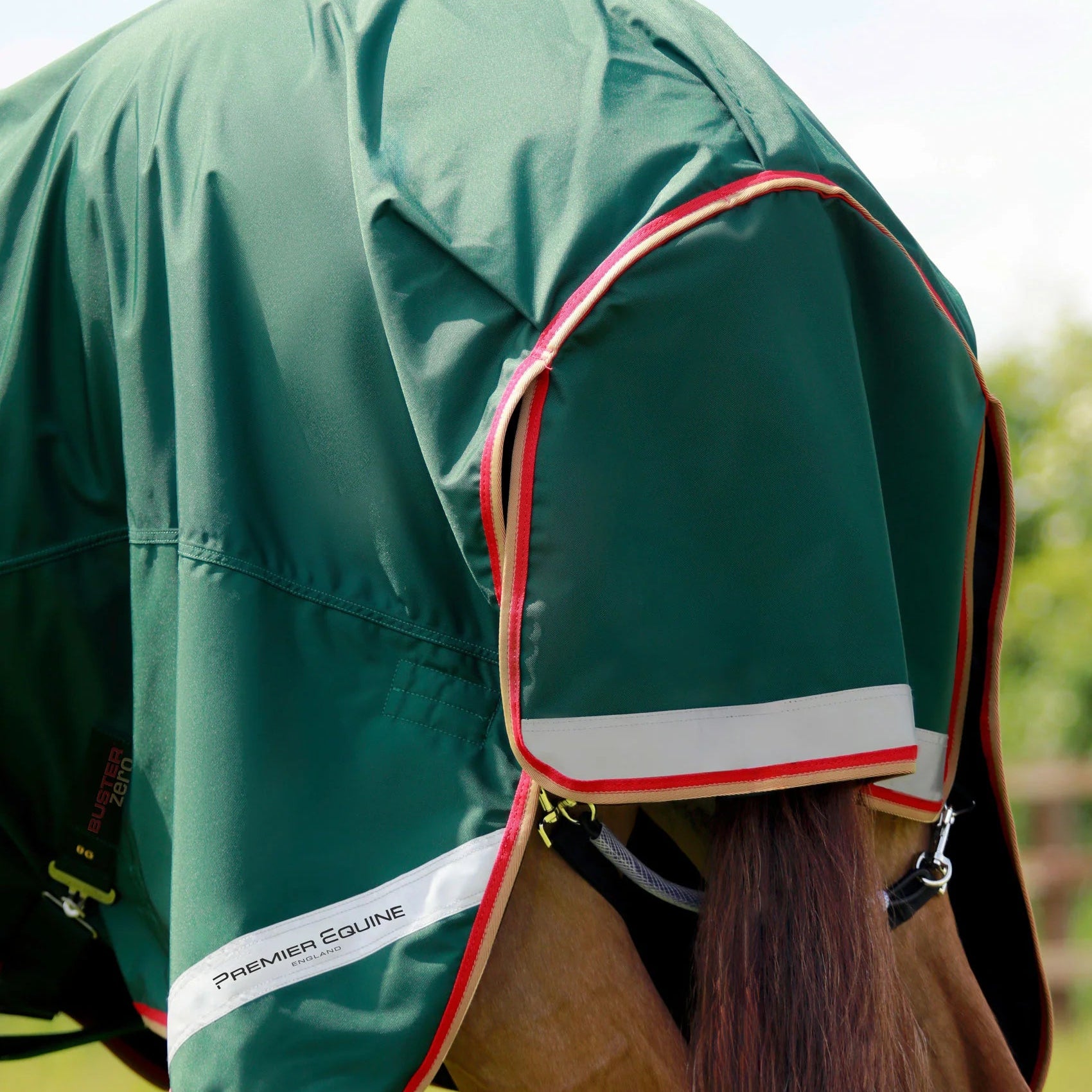 Premier Equine Buster Zero Turnout Rug with Classic Neck Cover Green